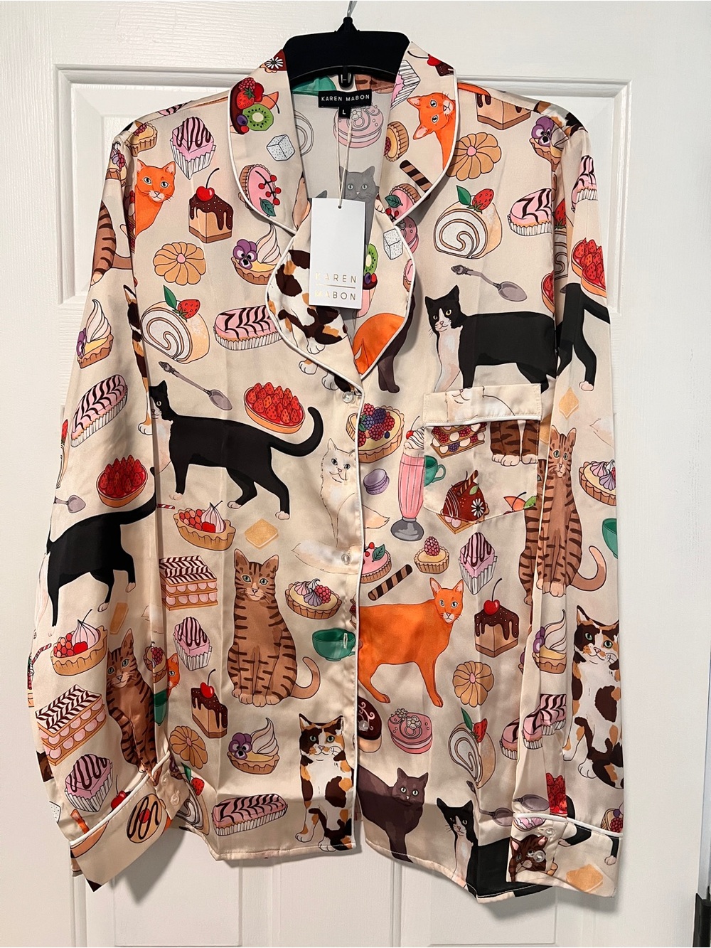 Karen Mabon x Anthropologie Cat Cafe Pajama Set NWT - Picture 3 of 13